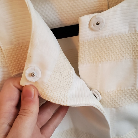 Worth New York White Broad Stripe Print Cream Belted Jacket Size XS / XP - Picture 8 of 12